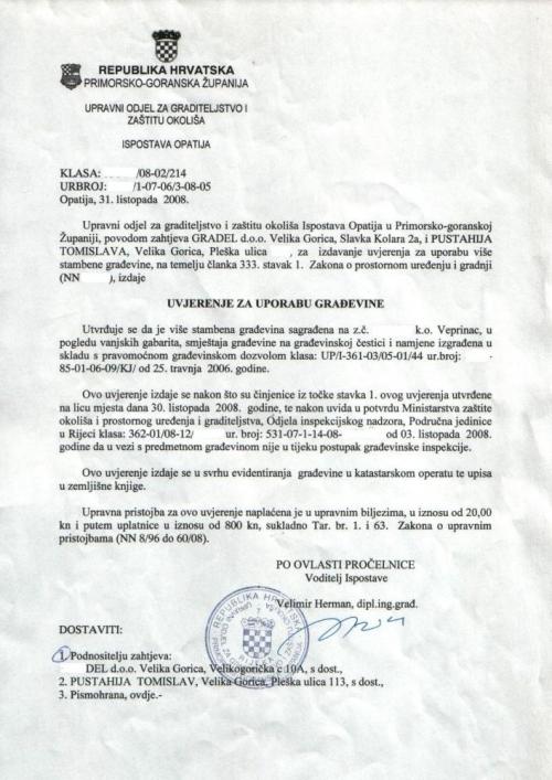 Usage Permit in Croatia