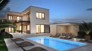 New modern villa with a view of the Brijuni Islands within complex of 4 villas just 450 meters from the sea 