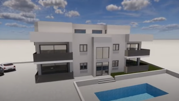 Bau der 4 Wohnungen mit Swimmingpool in Tar, Tar-Vabriga im Bau, 5 km vom Meer entfernt 