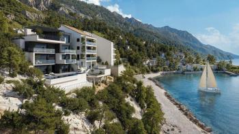 Fantastic modern villa with pool and elevator on the 1st line to the sea in Mimice, Omis riviera 