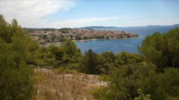 Land plot 300 meters from the shore on a hill with a magnificent sea panorama, Ciovo, Croatia 