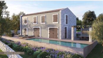 Impozantní středomořská designová vila s bazénem v srdci Istrie v Oprtalji 