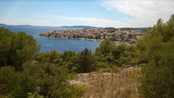 Land plot 300 meters from the shore on a hill with a magnificent sea panorama, Ciovo, Croatia 