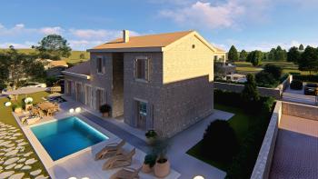 New villa with a swimming pool in Novigrad, Istria, 800 m from the sea, for sale 