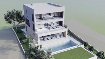 Modern villa tengerre néző kilátással Zadar közelében, távoli kilátással a tengerre 