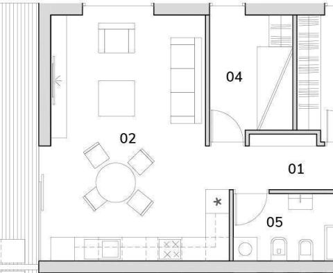 Új apartman komplexum Novigradban, Karigadorban, 250 méterre a strandtól, eladó - pic 7