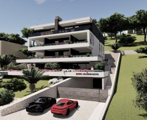 Appartements modernes dans un nouveau bâtiment au-dessus du centre d'Opatija, à 250 m de la mer, à vendre 