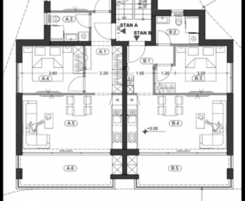 Terrain avec vue mer et projet de 3 appartements à Opatija, quartier Opric - pic 5