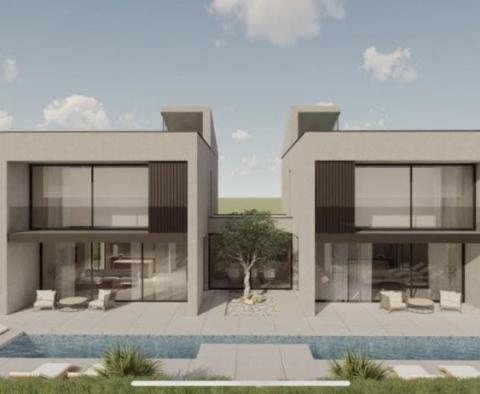 Deux nouvelles villas mitoyennes modernes sont à vendre ensemble, région de Porec 