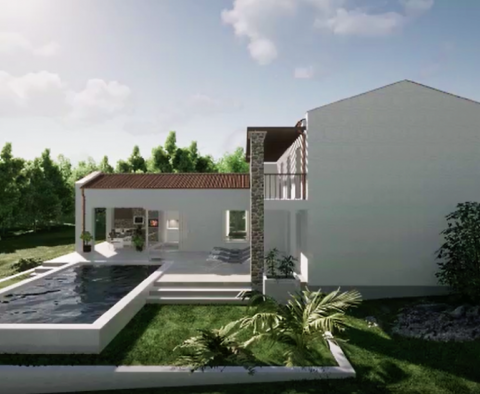 Modern secluded villa under construction in Labin area 