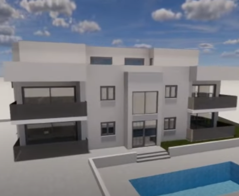 Immeuble des 4 appartements avec piscine à Tar, Tar-Vabriga en construction, à 5 km de la mer 